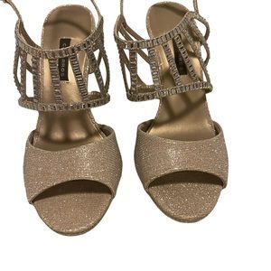 Caparros heels: gold glitter strappy sandals size 7